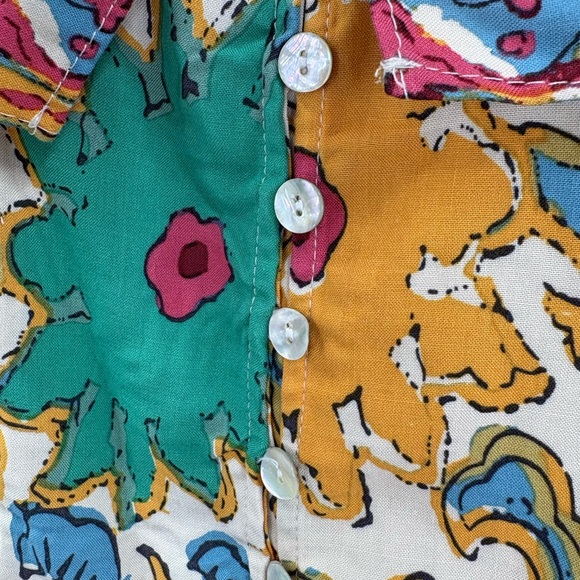 NWT Rachel Zoe Boho Floral Geometric Ruffled Flutter Shoulder Crop Top Sz M - Picture 4 of 6